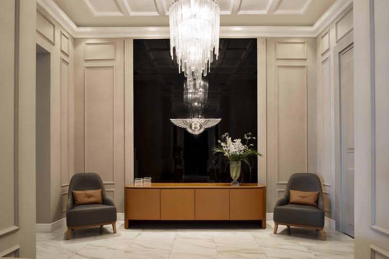 BE Roseberry armchairs_Harold cabinet_Chrystal chandelier